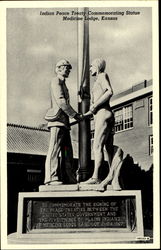 Indian Peace Treaty Commemorating Statue Postcard