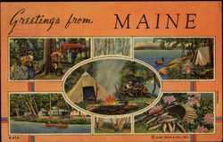 Greetings From Maine Postcard Postcard