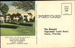 Hotel Highlands On The Golf Course, Silver Springs Ocala, FL Postcard Postcard