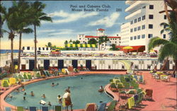 Pool And Cabana Club Miami Beach, FL Postcard Postcard