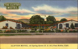 The Clifton Motel, 125 Spring Street U. S. 101 Paso Robles, CA Postcard Postcard