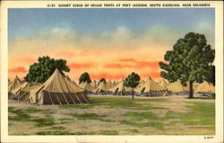 Sunset Scene Of Sound Tents At Fort Jackson Postcard