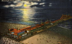 Moonlight View Of Steel Pier Atlantic City, NJ Postcard Postcard