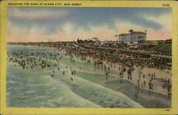 Enjoying The Surf At Ocean City Postcard