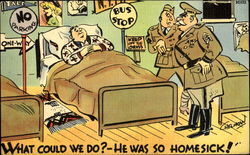 What Could We Do? He Was So Homesick! Comic Postcard Postcard