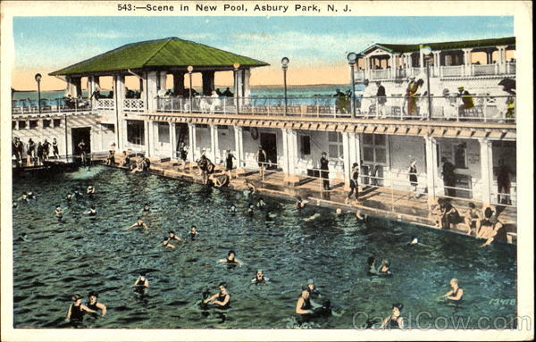 Scene In New Pool Asbury Park NJ   Card00147 Fr 