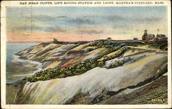 Gay Head Cliffs Life Saving Station And Light Postcard