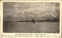 Moonlight On The Harbor Edgartown, MA Postcard Postcard