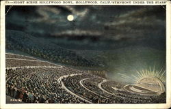 Night Scene Hollywood Bowl Postcard