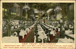 New Faust Restaurant, Broadway Bet. 59th and 60th Sts Postcard