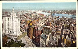 Municipal Building And East River From Woolworth Building New York, NY Postcard Postcard