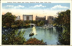 Central Park West And Lake, Central Park New York City, NY Postcard Postcard