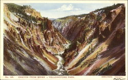 Canyon From Brink Yellowstone National Park Postcard Postcard