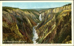 Great Falls Of The Yellowstone From Artists Point Yellowstone National Park Postcard Postcard