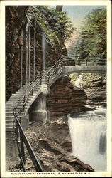 Flying Stairs At Rainbow Falls Watkins Glen, NY Postcard Postcard