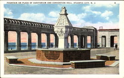 Fountain On Plaza Of Auditorium And Convention Hall Postcard