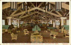 Grand Canyon Hotel Lounge Toward Office Yellowstone National Park Postcard Postcard