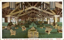 Grand Canyon Hotel Lounge Toward Office Yellowstone National Park Postcard Postcard