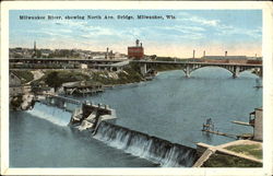 Milwaukee River Showing North Ave., Bridge Postcard