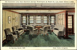 Old Dominion Line New Steamers George Washington & Robert E. Lee Upper Saloon Lobby Interiors Postcard Postcard