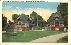 Entrance To Zoological Garden, Fairmount Park Philadelphia, PA Postcard Postcard