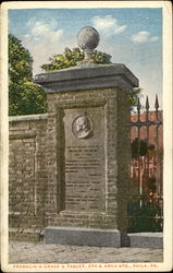 Franklin's Grave & Tablet, 5th & Arch Sts. Philadelphia, PA Postcard Postcard