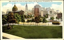 Bird's Eye View Of Logan Square And Boulevard Postcard