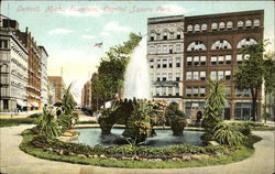 Fountain, Capitol Square park Detroit, MI Postcard Postcard