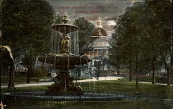 Brewer Fountain And State House Postcard