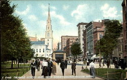 Tremont Street Mall Park Street Church Boston, MA Postcard Postcard