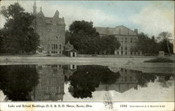 Lake And School Buildings O. S. & S. O. Home Xenia, OH Postcard Postcard