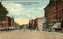 Main Street East From Blackstone Street Jackson, MI Postcard Postcard