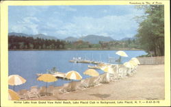 Mirror Lake From Grand View Hotel Beach Lake Placid, NY Postcard Postcard