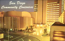 San Diego Community Concourse At Night Postcard