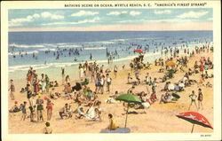 Bathing Scene On Ocean Postcard