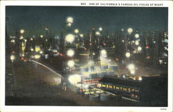 One Of California's Famous Oil Fields At Night Oil Wells Postcard Postcard