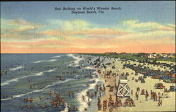 Surf Bathing On World's Wonder Beach Daytona Beach, FL Postcard Postcard