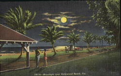 Moonlight Over Hollywood Beach Florida Postcard Postcard