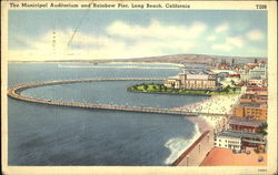 The Municipal Auditorium And Rainbow Pier Long Beach, CA Postcard Postcard