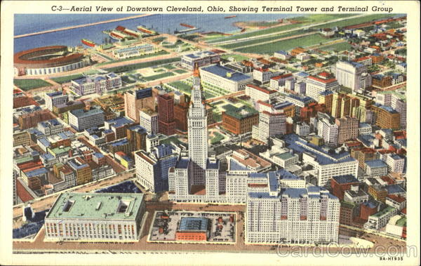 Aerial View Of Downtown Cleveland, OH