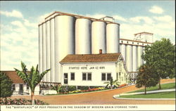 The Birthplace Of Post Products In The Shadow Of Modern Grain Storage Tanks Battle Creek, MI Postcard Postcard