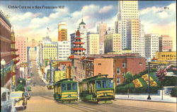 Cable Cars On A San Francisco Hill California Postcard Postcard