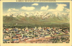 Bird's Eye View Of Salt Lake City And Wasatch Mountains Postcard