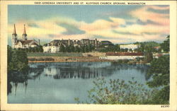 Gonzaga University And St. Aloysius Church Spokane, WA Postcard Postcard