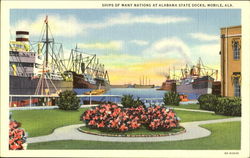 Ships Of Many Nations At Alabama State Docks Postcard