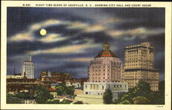 Night Time Scene Of Asheville Postcard