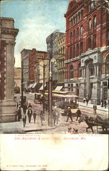 Cor. Baltimore & Calvert Sts Maryland Postcard Postcard