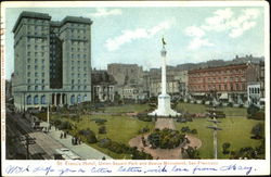 St. Francis Hotel, Union Square park and Dewey Monument San Francisco, CA Postcard Postcard