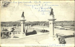 Entrance To Highland Park Postcard