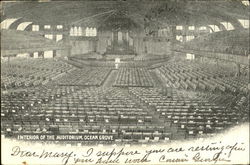 Interior Of The Auditorium Ocean Grove, NJ Postcard Postcard